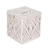 Ljmyy Caja de pañuelos de algodón tejida a mano con hebilla de cuentas para guardar servilletas