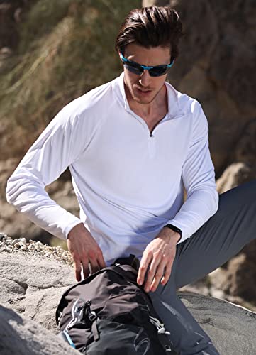 Baleaf Men's Sun Protection Shirts Uv Spf T-Shirts 1/4 Zip Pullover Upf 50+ Long Sleeve Rash Guard Hiking Golf Grey M #TOP6