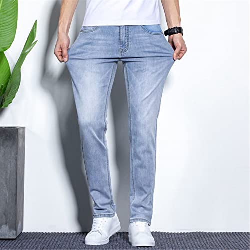 Mens Stretch Straight Leg Jeans Slim Fit Washed Straight Leg Denim Pants Lightweight Comfort Jean2
