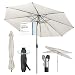 Sekey 350cm Sonnenschirm mit Kurbel und Auto Kippen,Marktschirm für Terrasse,Balkon & Garten,Windfest Stabil UPF 50+,Graubeige,Rund