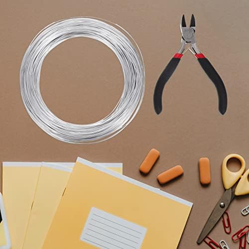 EXCEART 1 Roll 50M Aluminum Craft Wire 1mm Thick Bendable Metal Crafting Wire with Cutting Pliers Flexible Silver Modelling Wire Soft Metal Jewellery Wire