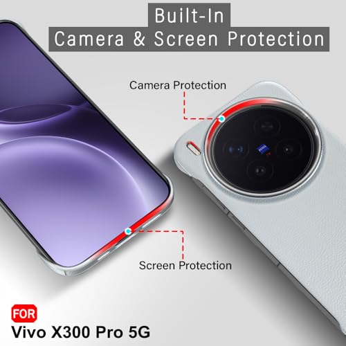 Image of TheGiftKart Hybrid Ultimate Slim Back Case Cover for Vivo X300 Pro 5G | Lightweight Profile | Hard Back Case Cover for Vivo X300 Pro 5G (PC & TPU, Metal Camera Ring, Leather Texture Finish, Grey)