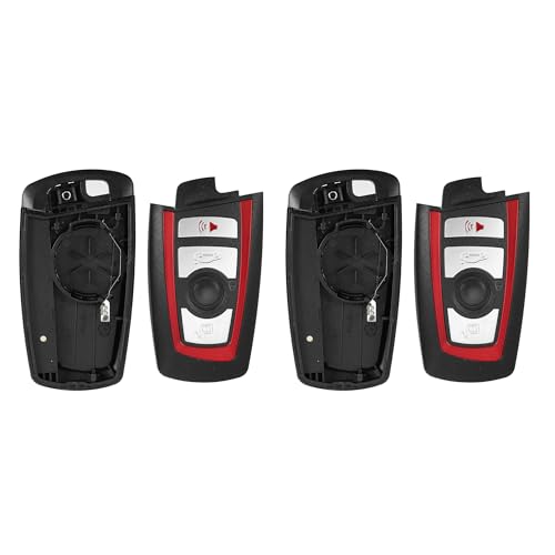 Carcasa de llave para BMW Serie 3 5 X3 rojo sin chip pack de 2 fundas de repuesto