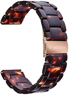 V-MORO Tortoise Resin Band Compatible with Fitbit Versa/Fitbit Blaze Bands Fashion Resin Versa Wristbands Bracelet strap with Metal Stainless Steel Buckle for Fitbit Versa/Fitbit Blaze SmartWatch Women Men (Tortoise-tone)