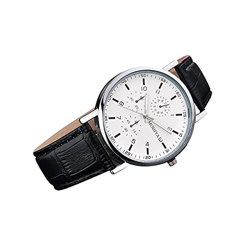 Reloj de pulsera para hombre, correa romana, calendario, esfera de escala, reloj despertador vibratorio, blanco, One Size