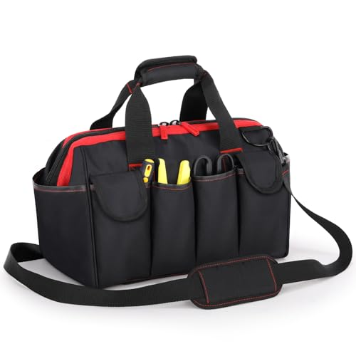 Tool Bag Organizer, 16-inch Tool Bags for Men with 17 Pockets and Adjustable Shoulder Strap, Portable Tool Box Home Essentials