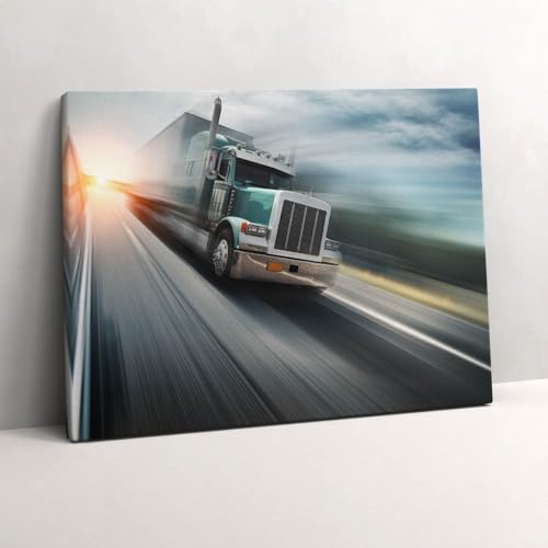 Tableaux 80x60cm de camion sur l'autoroute pour décoration murale peinte
