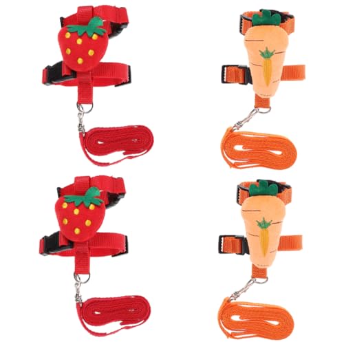 VICASKY 4Pcs Adjustable Bunny Rabbit Harness Leash Set Small Pet Vest for Kittens Puppies Cats Dogs Comfortable Flexible Design for Safe Outdoor Walking