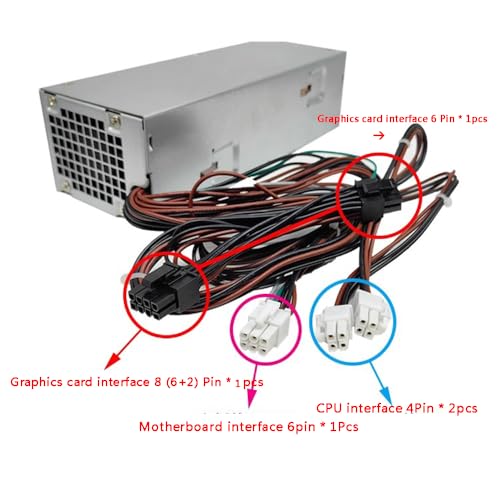 Alimentatore per computer 6 pin + 4 pin 500 W per modelli H500EPM-00 D500EPM-00 H500EGM-00 DPS-500AB-49 A H500EBM-00 per Dell Optiplex 3060 3080 5050 5070 5080 7050 7080 3668 3650 3880 - Alimentatore - Immagine 1