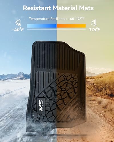 Image of 3W Floor Mats Fit for Jeep Wrangler 4XE 2021-2025 2026 Hybrid 4 Door (Non JL or JK), Black All-Weather TPE Floor Liner for 1st and 2nd Row Full Set Car Mats, Grey Logo