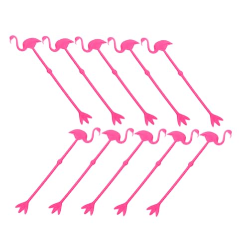 GLEAVI 12 Pack Flamingo Cocktail Stirrer Sticks Sticks Drink Stirrer for Parties Rosy Plastic Stir Drink Rods for Hawaiian Theme Events