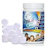 CRYSTAL CLEAR 4in1 Multifunction Chlorine Tablets for Hot Tubs, Spa, Swimming Pools. 1kg 50 x 20g Spas Paddling Pool Hot Tub Chlorine Tablets - Image 1