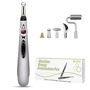 Stylo de massage d&rsquo;acupuncture – Stylo d&rsquo;acupuncture électrique pour masseur corporel Meridian Energy avec 5 têtes de massage