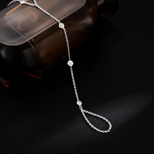 Image of Hand Chain Bracelet for Women Trendy, Dainty Silver Beaded Finger Ring Bracelet Non Tarnish Minimalist Adjustable Simple Cute Silver Bracelets Waterproof Fashion Jewelry