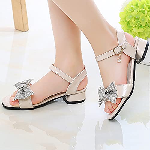 Girls' Sandals Toddler Princess Sandals Beach Shiny Crystal Non-Slip Shoes Baby Girls Kids Girl's Shoes (Beige, 1.5 Big Kids)4