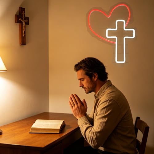 Cross Neon Signs Jesus Neon Signs LED Wall Decor for Bedroom Living Room Weddings, Dimmable Light Sign for Home Decor, Religious Events, Christmas Easter Celebrations Gifts by Kunzg - Used condition - Image 6