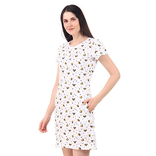 Image of Stories.Label Women Cotton Long T-Shirt Dress in Knee Length with Side Pockets Include Plus Sizes (Size S -5XL)