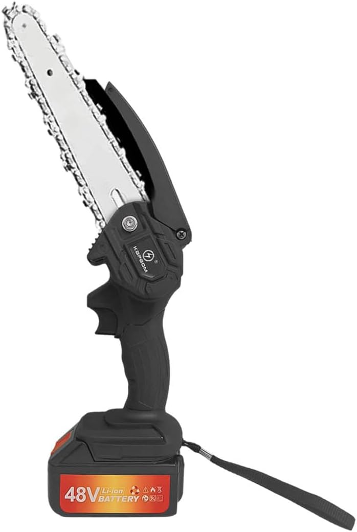 Chainsaw with guide bar and chain installed.