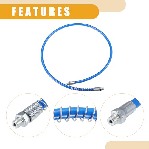 Partuto 1 Stück 37 Zoll Universal 1/8\ NPT Fettpresse Flexschlauch - Anhänger Flex Fettpresse Schlauchverlängerung rutschfest - Metall Blau