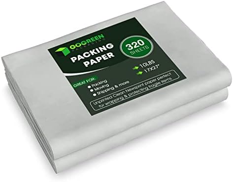 Packing Paper for Moving - 320 Newsprint Paper Sheets -10lb - 17" x 27" Moving Supplies for Dishes and Glasses - made in USA