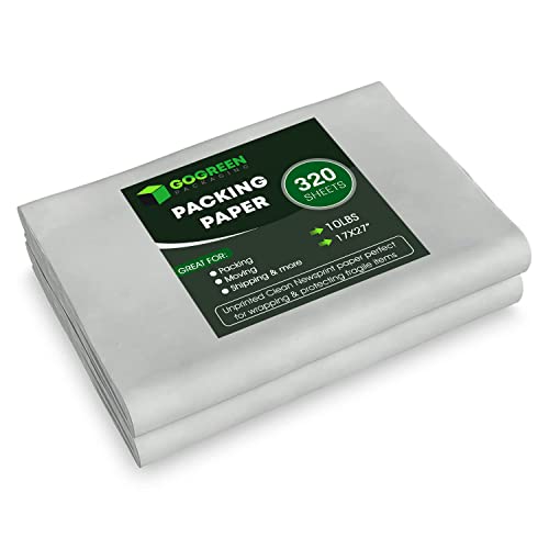 Packing Paper For Moving - 320 Newsprint Paper Sheets -10Lb - 17" X 27" Moving Supplies For Dishes And Glasses - Made In Usa #TOP12