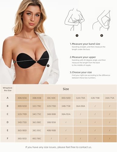 Image of Wingslove Adhesive Bra Reusable Strapless Self Silicone Push-up Invisible Sticky Bras for Backless Dress