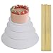 ManLee 4pcs Base para Tartas de Carton 15cm 20cm 25cm 30cm Bases de Carton Lámina de Plata con 10pcs Pilares para Wedding Cake Board Torta a Piso 2mm Espesor