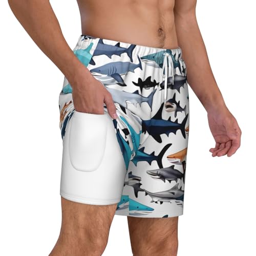 Short de bain homme séchage rapide haut de gamme doublure compression requins