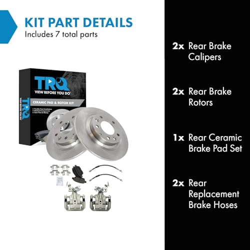 Image of TRQ Rear Brake Pad and Rotor Set Ceramic Rotors Calipers Compatible with 2009-2013 Mazda 6