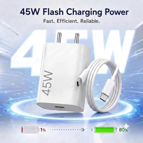 Image of Scalebee 45W Type C Fast Charger Adapter with Cable | Compatible with Google Pixel 10 /10 Pro /9 Pro XL /9 Pro Fold /9 Pro /9 /9a /8 Pro & Tablets (White)