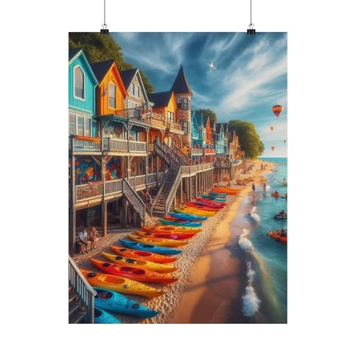 Colorful Kayaks on Lake Michigan Beaches Made in USA