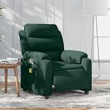 GHVBNMF Electric Massage Recliner Chair with Remote Control, Dark Green Velvet Fabric Power Reclining Sofa, 135 Degree Adjustable Ergonomic Single Armchair for Living Room and Home Theater