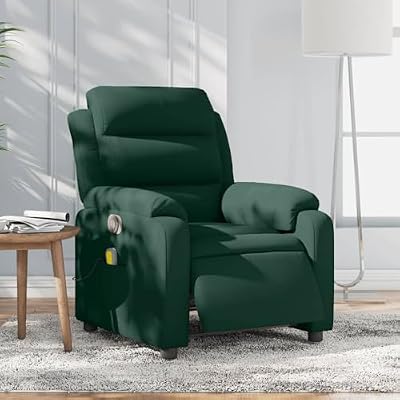 GHVBNMF Electric Massage Recliner Chair with Remote Control, Dark Green Velvet Fabric Power Reclining Sofa, 135 Degree Adjustable Ergonomic Single Armchair for Living Room and Home Theater
