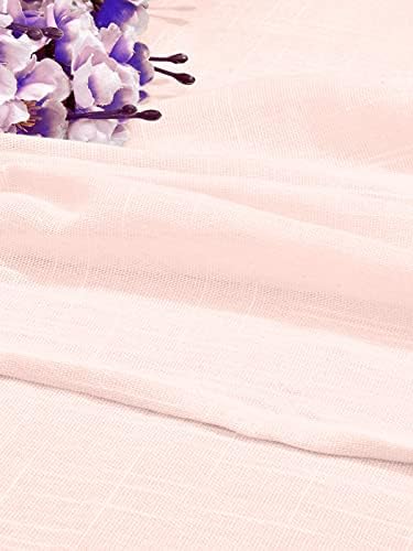Image of Cotton Linen Solid Curtain with Eyelet Rings,Long Door Curtains for Pooja Room /Living Room /Dining Hall /Hotel /Bedroom /Kid Room /Kitchen (9 Feet, Baby Pink) Set of 2, Eyelet