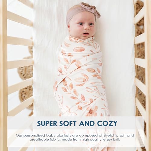 Image of GRSSDER Super Soft Jersey Knit Swaddle Blanket for Baby Girls, Double Layer Reversible Receiving Blanket 34 x 44 Extra Large for Baby Swaddling, Pink Flora