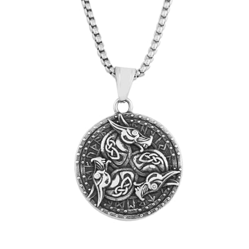 Collier Viking tête de dragon en acier 316L inoxydable pour homme