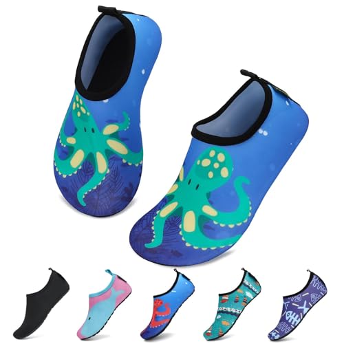 SAGUARO Escarpines Niño Niña Zapatillas para Agua Zapatos de Río Playa Calzado Deportes Acuáticos para Piscina Buceo Surf Natación Nadar Mares Vela Rocas, Azul, 22/23 EU