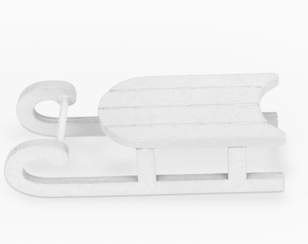 2pcs White Wooden Christmas Sleigh Ornament Xmas Shelf Decor