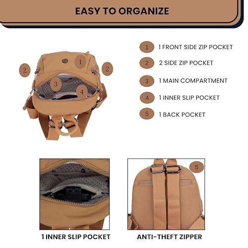Image of TS WITH TECHSUN Women's Small Mini Backpack Purse | Water-Resistant Compact Bag for Travel, Casual Outings | Fits Only Essentials (L) 20 X (W) 14 X (H) 24 CM