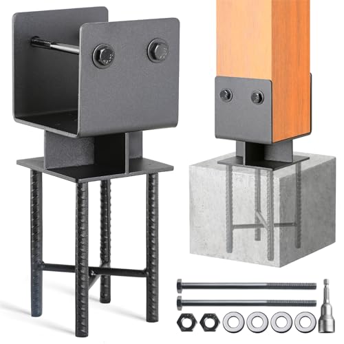 4Pack 4"x4"(Actual 3.5"x3.5") Wooden Post Base for Concrete, U-Sh...