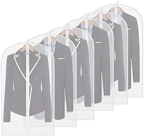 homeminda Garment Bags for Suits 40in Clear Hanging Lightweight Breathable Dust Proof Covers with Study Full Zipper for Clothes Storage Closet Pack of 6