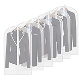 Garment Bag Clear,54 Inch Long Dress Moth Proof Garment Bags Dust Cover White Breathable Full Zipper for Dance Clothes Closet Pack of 6