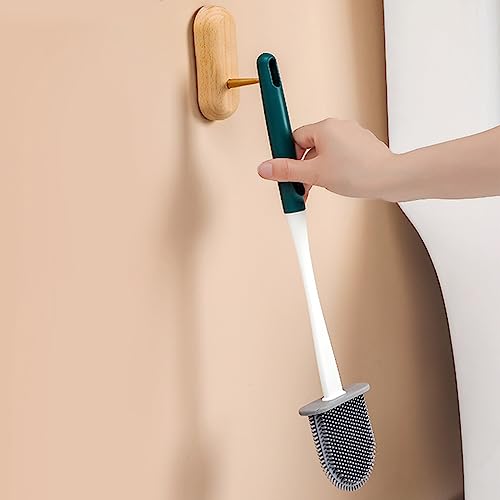 XIZONLIN Silicone Toilet Brush and Holder Set Bathroom Toilet Brushes Quick-Drying Holder Cleaning Brush Kit with No-Slip Long Plastic Handle and Flexible Bristles - Image 4