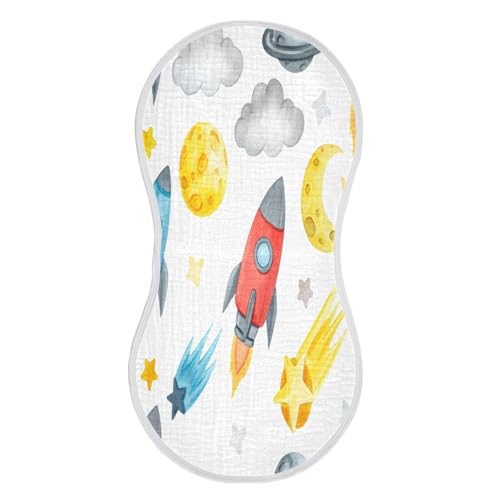 Kigai Rockets Moon Baby Burp Cloths Extra Soft and Absorbent Burping Rags Cotton Burping Clothes Baby Washcloths for Newborn Boys Girls - 1 Pack2