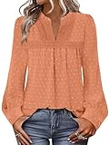 BETTE BOUTIK Fall Fashion Blouse Women Long Sleeve Boho Flowy Peasant Tops Going Out Dressy Casual Chiffon Western Shirt Babydoll Cute Loose Clothing Tender Orange XL