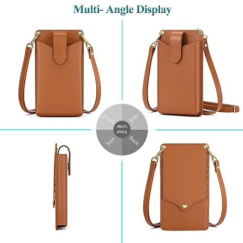 Peacocktion Small Crossbody Cell Phone Purse For Women, Lightweight Mini Shoulder Bag Wallet With Credit Card Slots (Brown) #TOP1