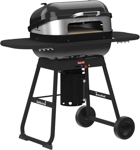 Barbecook barbecue a carbone Magnus Premium con forno per pizza 2 tavoli laterali, nero, 85x64x110cm