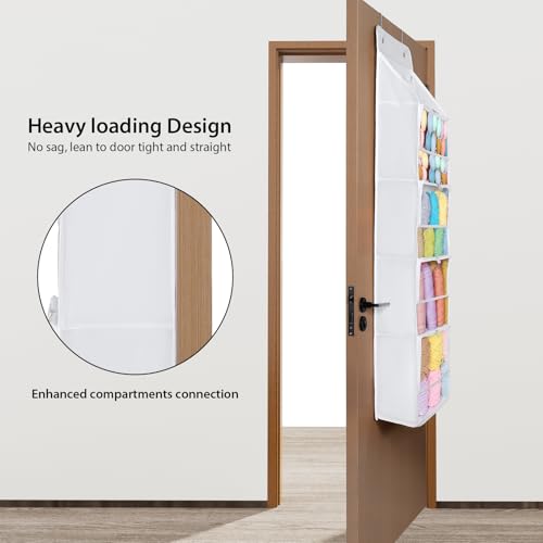 Image of Univivi Hanging Yarn Storage Organizer with 5 Zipper Closure Compartments, Large Capacity Knitting Organizer Storage, Over the Door Hanging Yarn Holder for Knitting Needles,Crochet Hooks (Clear White)