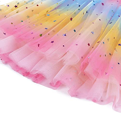 Zando Little Girls Rainbow Layered Tutu Skirts For Baby Infant Birthday Photoshoot Outfits Skirt Princess Tulle Sequin Dresses Kids Colorful Neon Tutu Ballet Dance Skirt 0-24 Mouths Pink Tutu #TOP2