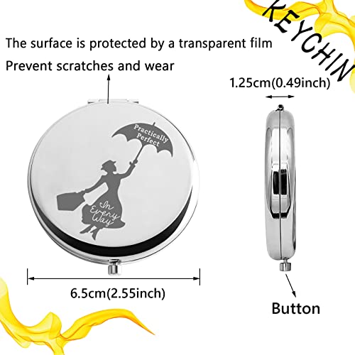 Keychin Mary Qoute Pocket Mirror Mary Fans Gift Practically Perfect In Every Way Umbrella Compact Mirror For Women Girls (Practically Perfect Mirror-S) #TOP1